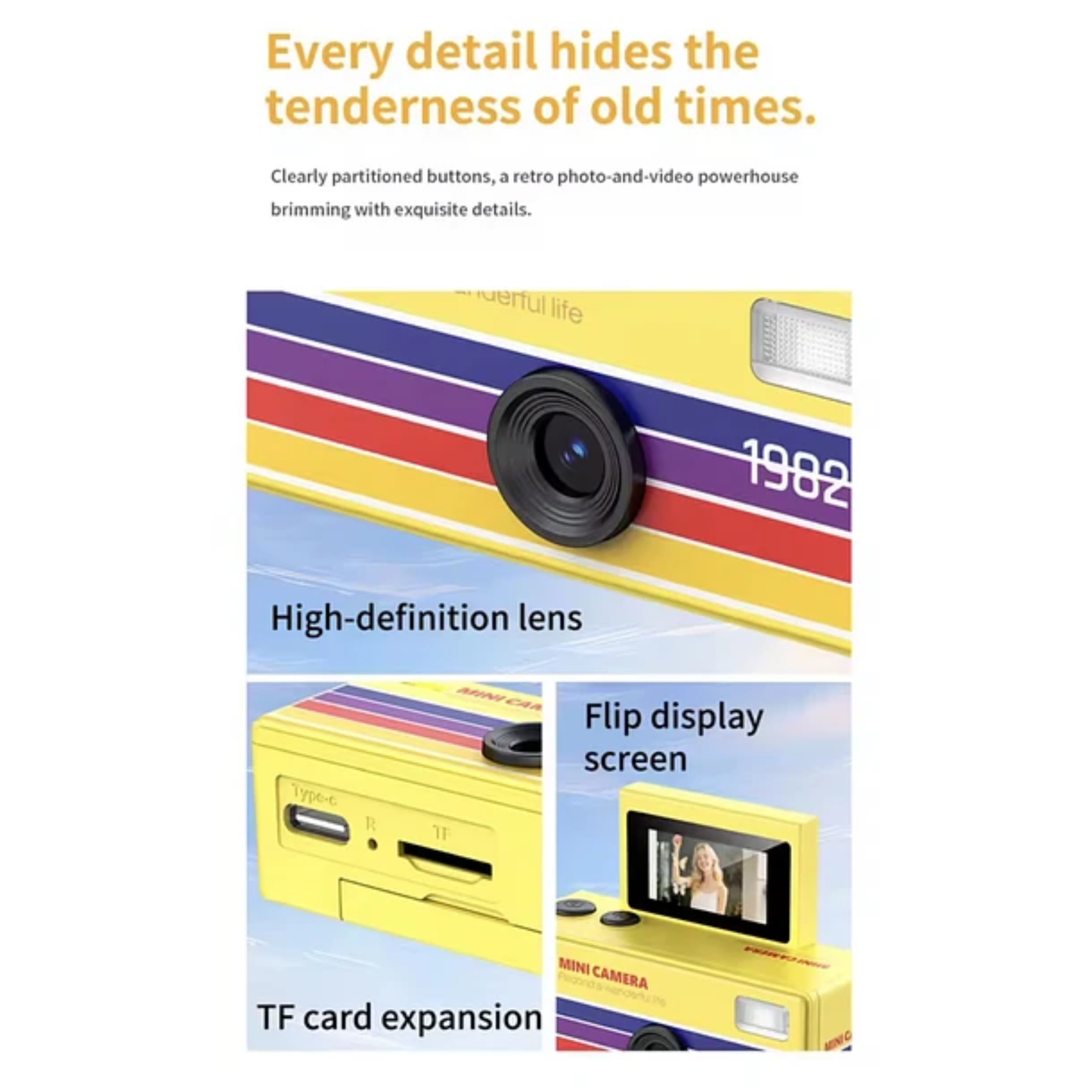 Camara Retro Llavero Con Pantalla Flip