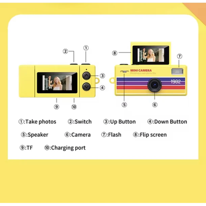 Camara Retro Llavero Con Pantalla Flip